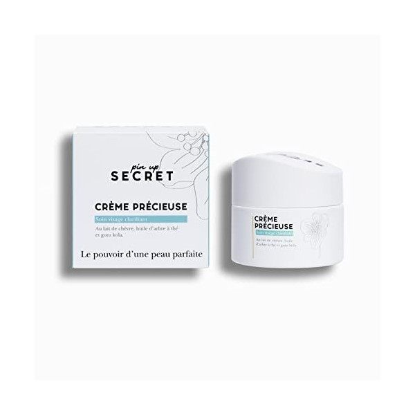 PIN UP SECRET - Crème Précieuse Visage Anti-Imperfections au Lait de Chèvre - Peau Irritées et à Problèmes - 50 mL Crème Jour...