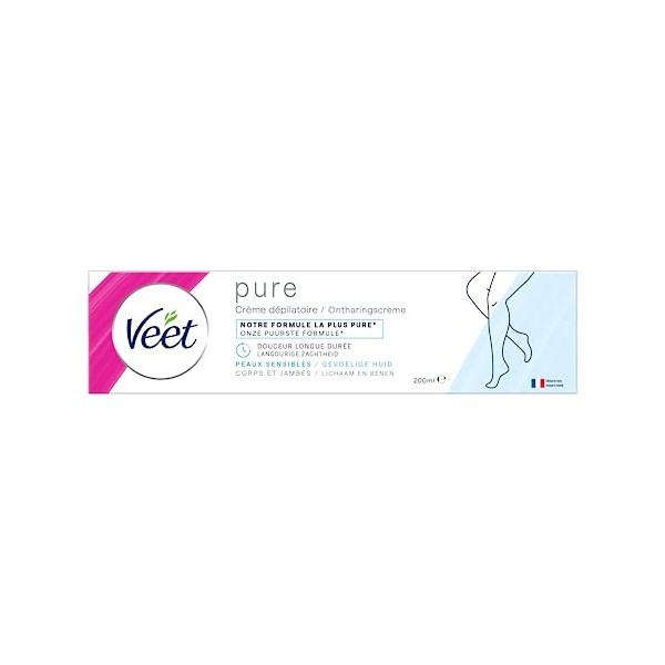 VEET PURE - Crème Dépilatoire Corps & Jambes - Peaux Sensibles - Sans Odeur dAmoniaque - 200ml