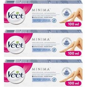 Veet Crème Dépilatoire Minima - Douceur Longue Durée Après Epilation- Peaux Sensibles - Tube 100ml Lot de 3 