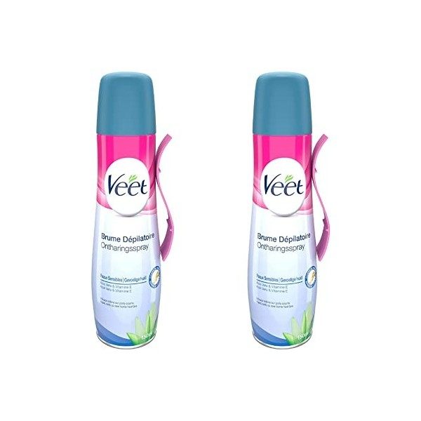 VEET - Brume Dépilatoire Spray - Peaux Sensibles - 150 ml - Lot de 2x150ml 2 x Brumes Dépilatoires Peaux Sensibles 