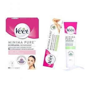 VEET - Crème Dépilatoire Visage 50ml & Crème de Finition Douceur 50ml + Crème Dépilatoire Corps Jambes 200ml - Peaux Normales