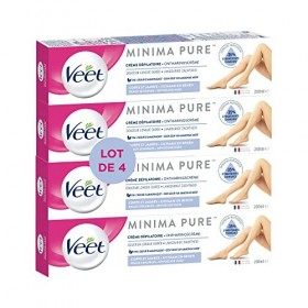 VEET PURE - Crème Dépilatoire Corps & Jambes - Peaux Sensibles - Sans Odeur dAmoniaque - Lot de 4x200ml