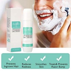 Razor Bumps Solution pour Poils Incarnés, 100 Ml de Sérum Réparateur Après-rasage à Bille pour Brûlures, Hommes et Femmes écl