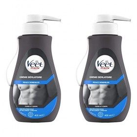 Veet Men Crème Dépilatoire Homme - Peaux Sensibles - 400 ml - Lot de 2