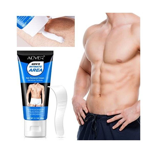 Depilatory Cream Blue Crème dépilatoire Intime Pour Hommes, Crème Dépilatoire Ultra Douce, Crème Dépilatoire Indolore Pour 