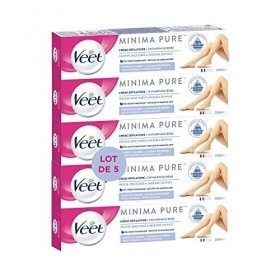 VEET PURE - Crème Dépilatoire Corps & Jambes - Peaux Sensibles - Sans Odeur dAmoniaque - Lot de 5x200ml