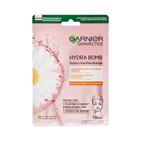 Garnier SkinActive Hydra Bomb Masque super-hydratant pour tissus, 32g Crème Jour et Nuit