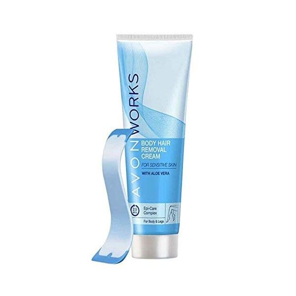 Avon WORKS 1x100ml Crème dépilatoire crème épilatoire corps Body hair removal in 2,5min cream 