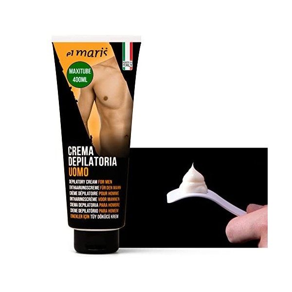 ELMARIS - Crème Dépilatoire pour Homme - Ultrarapide, apaisante - avec Beurre de Karité et Bisabolol - Pour les Zones Intimes