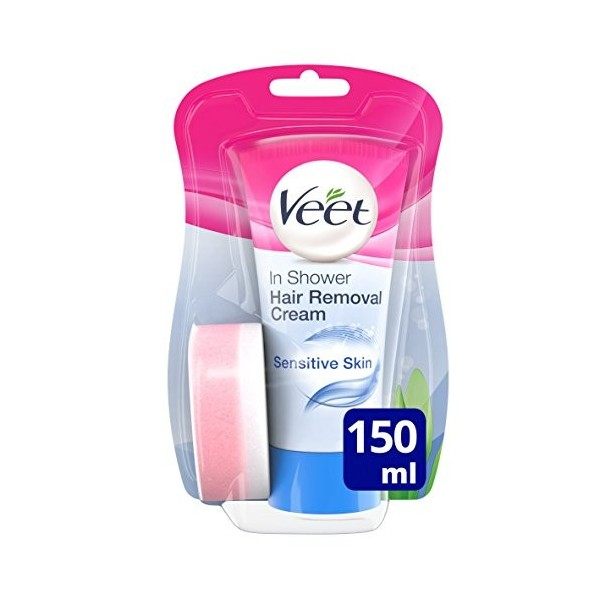 Veet Crème dépilatoire sous la douche, peaux sensibles, aloe vera & vitamine E - Le tube de 150ml