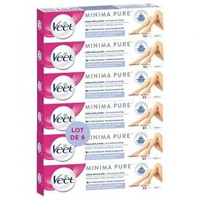 VEET PURE - Crème Dépilatoire Corps & Jambes - Peaux Sensibles - Sans Odeur dAmoniaque - Lot de 6x200ml