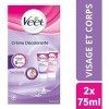 Veet - Crème Décolorante Visage et Corps - 2 Flacons de 75 Ml