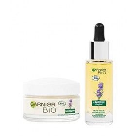 Garnier Bio - Coffret Routine Visage Bio au Lavandin - Soin Jour Anti - Âge 50 ml - Huile Visage Lissante Eclat 30 ml - Tous ...