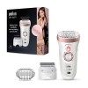 Braun Silk-épil 9 Épilateur Électrique Femme, Tête De Rasage Et Tondeuse Blanc/Or Rose, Technologie De Pincettes Micro-Grip, 