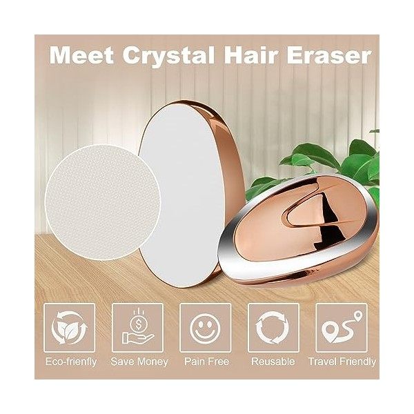 Gomme Dépilatoire, Épilateur en Cristal pour Femme Homme, Nano Indolore Crystal Hair Eraser, Facile à Nettoyer et Réutilisabl