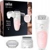 Braun Silk-épil 5 Épilateur Électrique Femme, Blanc/Rose, Tête De Rasage Et Tondeuse Pour Une Épilation En Douceur, Technolog