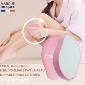 CosmEthics® | New Crystal Hair Eraser Rose | Gomme épilatoire magique femme tous types de poils | Épilateur Indolore | Poche