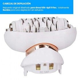 Anakel Home Tête de rechange 81719648 Compatible avec Braun Silkepil 9 Flex, Tête Flexible, Technologie Micro-Grip avec 40 Pi