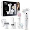 Braun Silk-épil 9 Flex Épilateur Électrique Femme + FaceSpa Brosse Exfoliante & Nettoyage, Plus Mini-Rasoir Visage, Avec Tête