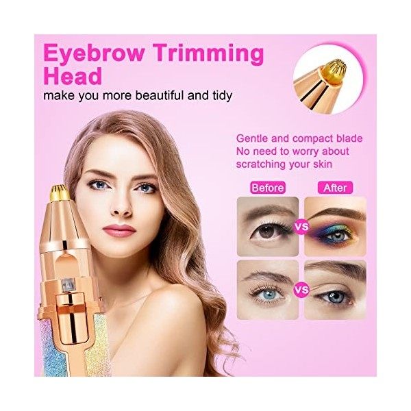 ACWOO Epilateur Sourcil, 2 en 1 Epilateur Facial Rechargeable, Epilateur à Sourcil Electrique Épilation à Lumière Indolore av