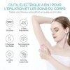 VOGOE Epilateur Electrique Femme, 4 en 1 avec 2 vitesses, rasoir sans fil rechargeable, 21 pinces couvertes, épilateur électr