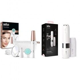 Braun FaceSpa 851V 3-En-1 Épilateur Électrique Femme Visage et Épilation Blanc/Bronze, Brosse Nettoyante & Face Mini FS1000 -
