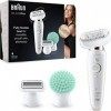 Braun Silk - Épil 9 Flex 9-020 - Épilateur Électrique Femme avec Tête Souple, Blanc/Doré & FaceSpa 851V 3-En-1 Épilateur Élec