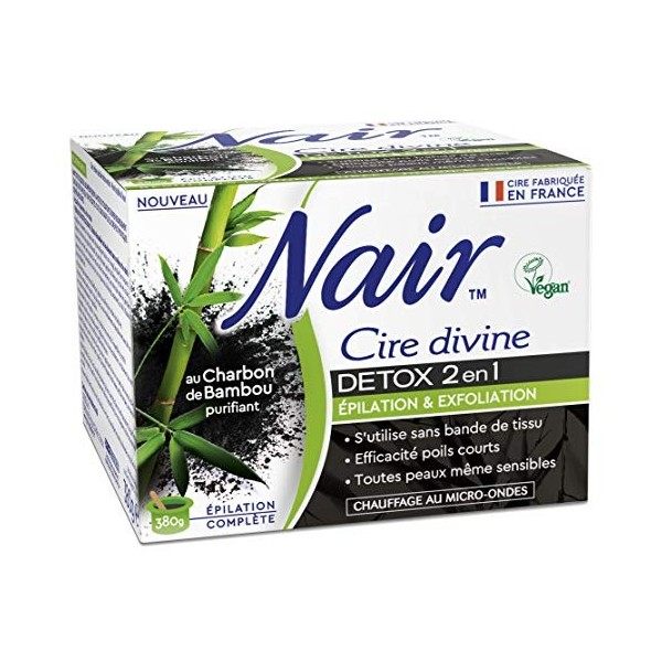 NAIR - Cire Divine aux Extraits de Fleur de Tiaré, Spéciale Peaux Sensibles, Se Retire Sans Bandes, Pot de 400g + 2 Lingettes