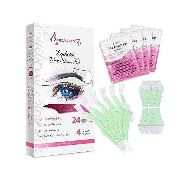 Beauty7 Bandes de Cire Froide Dépilatoire pour lépilation des Sourcils Visage / Lèvre Supérieure Moustache , Formule de Cir