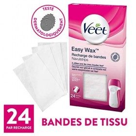 Veet EasyWax Recharges Bandes de Tissu Epilation Cire - 24 bandes