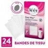 Veet EasyWax Recharges Bandes de Tissu Epilation Cire - 24 bandes