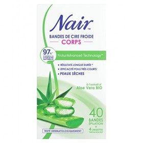 NAIR - Bandes De Cire Froide Corps, Spéciales Peaux Sèches, A lExtrait dAloe Vera Bio, 97% dOrigine Naturelle, NaturAdvanc