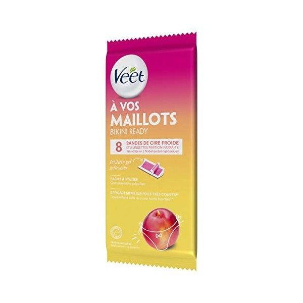 Veet Bandes de cire Maillot - Parfum Nectarine - Format voyage - 8 bandes