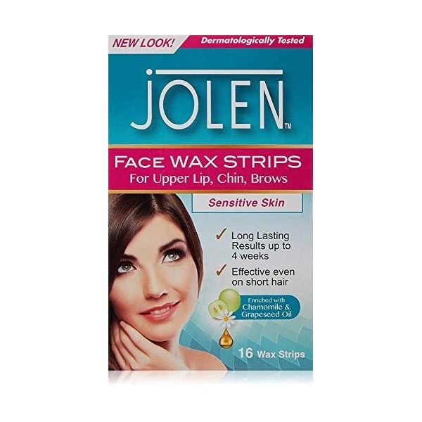 Jolen Facial Strip Wax Sensitive Skin 16 Facial Strips