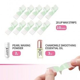 Bandes de Cire Froide Dépilatoire pour lépilation des Lèvre Supérieure, Prédécoupées - Tous les Types de Peau - 20 Bandes de