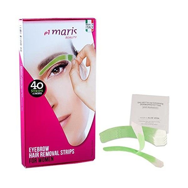 ELMARIS - Bandes Dépilation Sourcils - Adaptables et Précis - Longue Durée - Application Facile - 20 blister et 40 applicatio