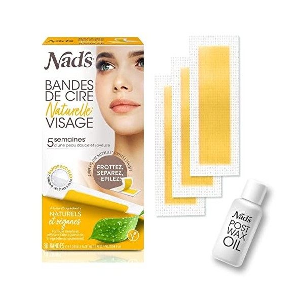 Nads Bandes De Cire Épilation Visage - Épilation À La Cire Femme - 30 Vegan Bandes De Cire Froide - Faciale Naturelle, épila