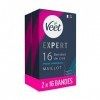 Veet EXPERT - 32 Bandes de Cire Froide Maillot - Peaux Sensibles - Finition Parfaite - Epilation Longue Durée - Lot de 2x16 b