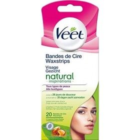 Veet Bandes De Cire Visage à lHuile dArgan - Natural Inspirations - Tous Types De Peaux - 20 bandes