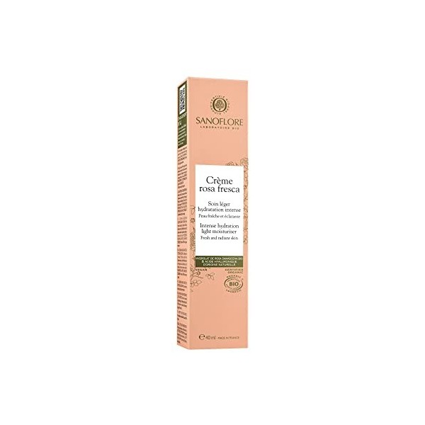 Sanoflore Rosa Fresca Soin Léger - Crème Hydratante Visage Certifiée Bio - Acide Hyaluronique & Rose de Damas - 40 ml