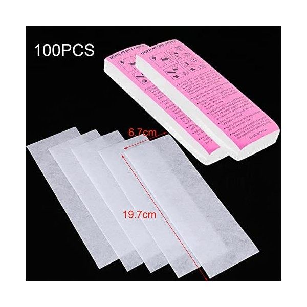 lumcov 100 Pièces Bandes pour Epilation,Cire Bande de Papier,Non tissées épilateur,Bandes de Cire non Tissées pour le Corps e