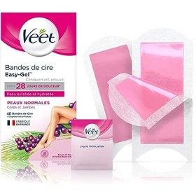 Veet - 40 Bandes de Cire Corps et Jambes - Peaux Normales - Rapide et Efficace - Lot de 3