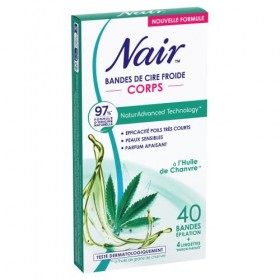NAIR - Bandes de Cire Froide Corps, à lExtrait dhuile de Chanvre, 97% dOrigine Naturelle, NaturAdvanced Technology , 40 Ba