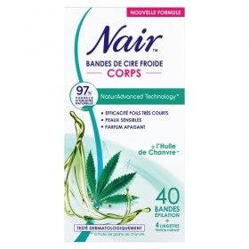 NAIR - Bandes de Cire Froide Corps, à lExtrait dhuile de Chanvre, 97% dOrigine Naturelle, NaturAdvanced Technology , 40 Ba