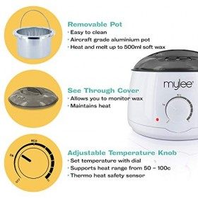 Mylee Chauffe-cire Rapide et Professionnel pour tout Type de Cire dure, molle, paraffine – Contrôlé Thermostatiquement – Te