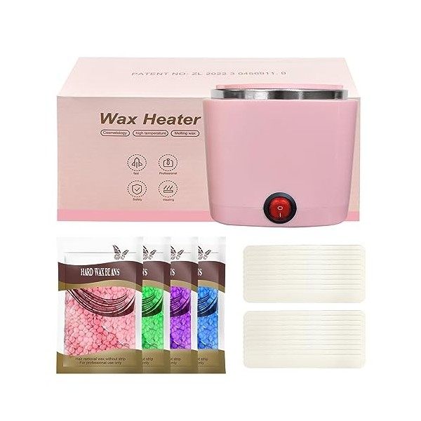 Lazy Lady Mini chauffe cire dépilatoire,chauffe cire epilation professionnelle avec pot en silicone de 200 ml,kit machine epi