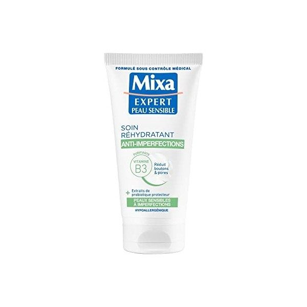 Mixa Expert Peau Sensible - Soin Très Hydratant Anti-Imperfections 2 en 1 - 50 ml Crème Jour et Nuit