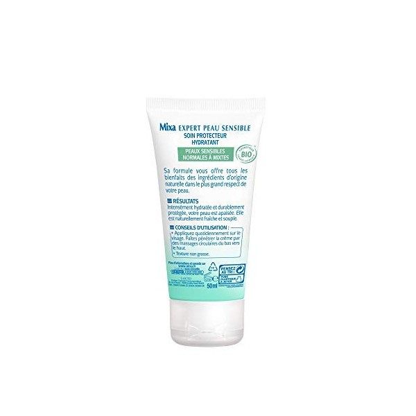 Mixa BIO - Soin Protecteur Hydratant - Peaux Sensibles - 50 ml Crème Jour et Nuit