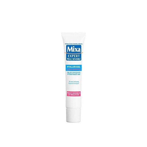 Mixa Expert Peau Sensible - Hyalurogel Ultra-Sensitive - Gelée Apaisante Hydratante 48H - 40 ml - Lot de 1 Crème Jour et Nuit