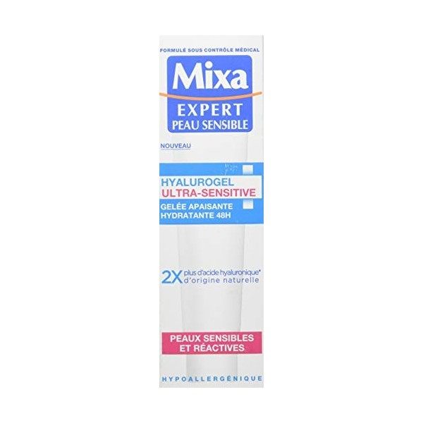 Mixa Expert Peau Sensible - Hyalurogel Ultra-Sensitive - Gelée Apaisante Hydratante 48H - 40 ml - Lot de 1 Crème Jour et Nuit